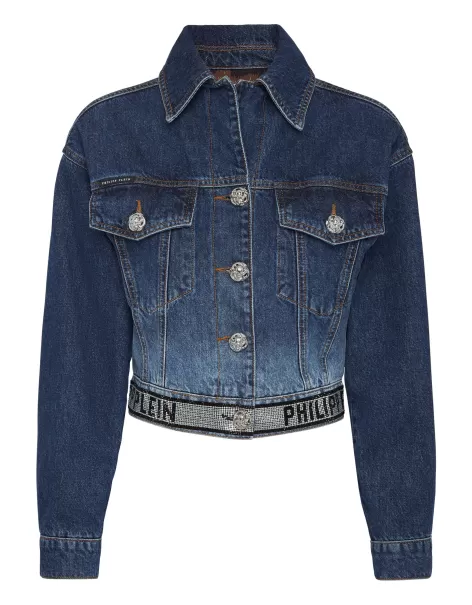 Produkt Denim Cropped Jacket Crystal Oberbekleidung Cloudy Blue Philipp Plein Damen
