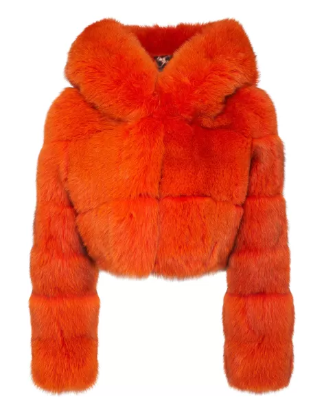 Philipp Plein Damen Aktionsrabatt Pelz & Mäntel Real Fur Short Jacket Orange